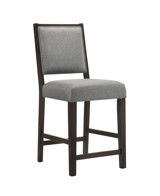 2-Piece Asian Hardwood Upholstered Open Back Counter Height with Footrest Stools Set