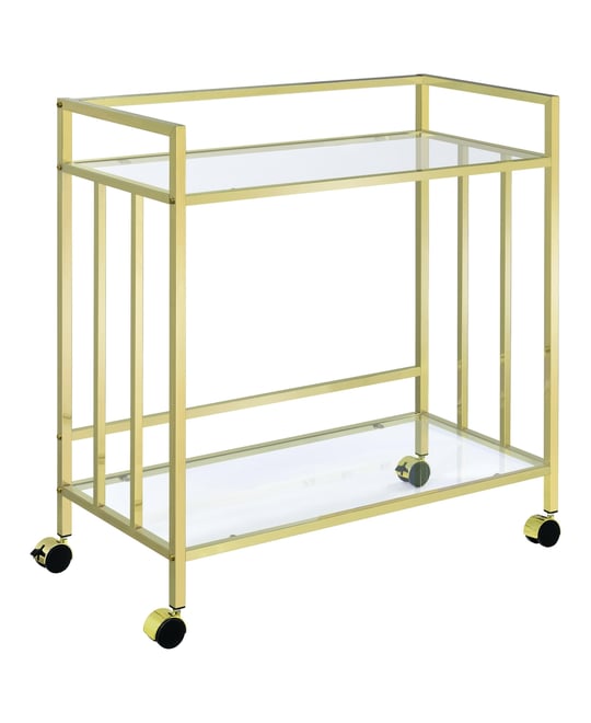 Cara 34.5" 2-Tier Rectangular Glass Serving Cart