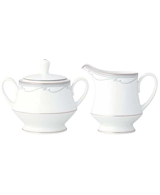 Satin Flourish Sugar and Creamer, Set of 2