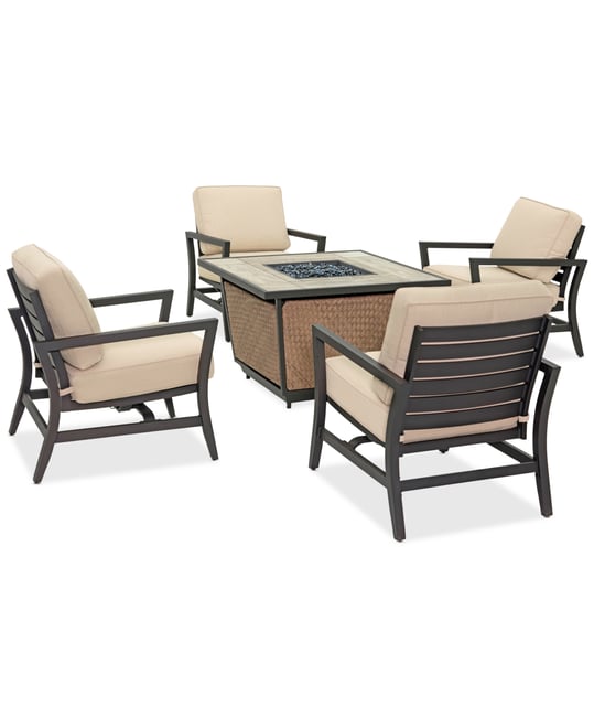 Astaire Outdoor 5-Pc. Chat Set (1 Fire Pit & 4 Rocker Chairs), Created for Macy's