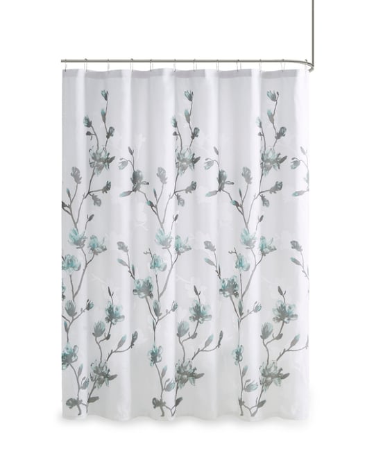 Magnolia Floral Printed Burnout Shower Curtain, 72" x 72"