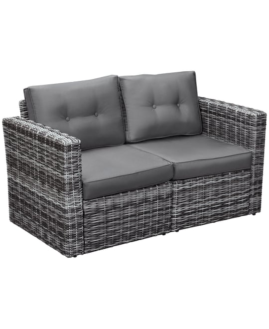 2-Piece Outdoor Pe Rat Patio Corner Sofa Loveseat,