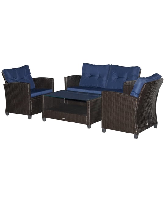 4 Pc Outdoor Patio Furniture Sofa Set with Table,