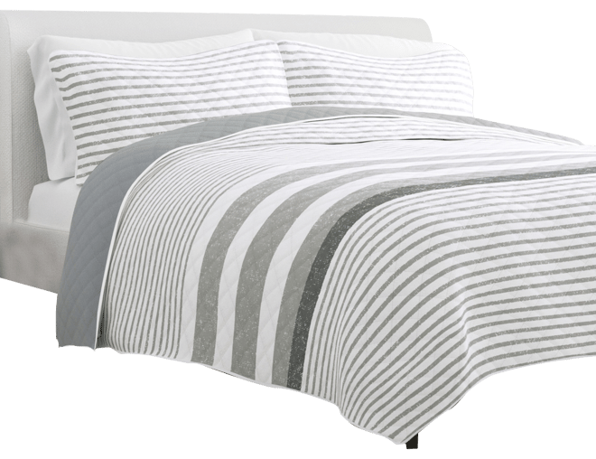 Summer Stripes Reversible 3-Pc. Lightweight Quilt Set, King/California King