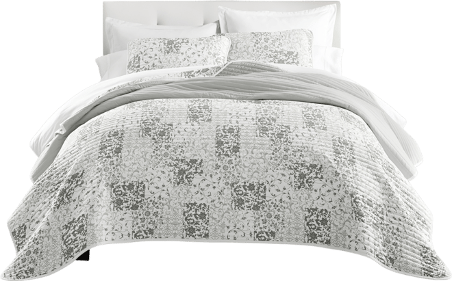 Scrolled Patchwork Reversible 3-Pc. Lightweight Quilt Set, Full/Queen