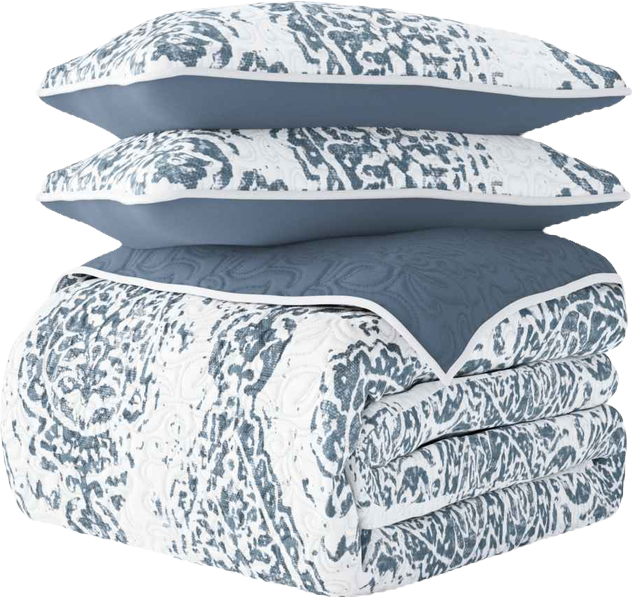 Distressed Diamond Reversible 3-Pc. Lightweight Quilt Set, King/California King