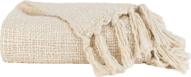 Slub-Yarn Fringed Throw, 60" x 50"