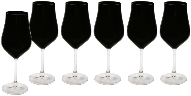 Black Wine Glasses with Stem 9", Set of 6
