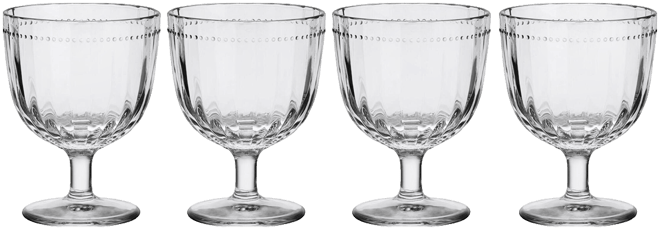Beaded 14-oz Wine Goblets 4-Piece Set