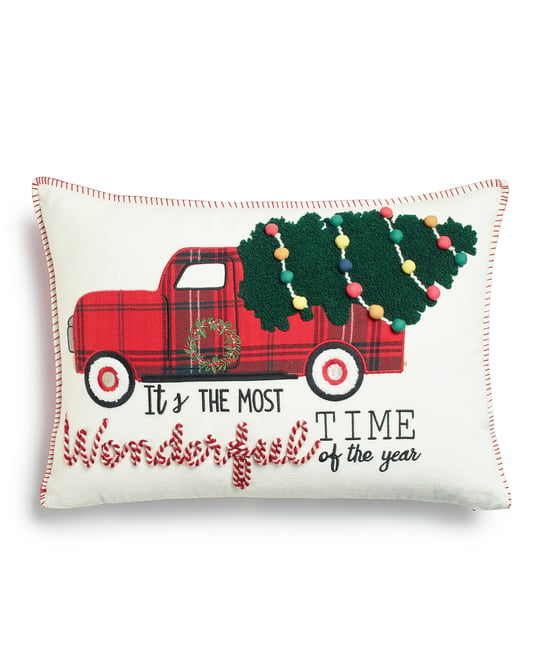 Charter Club Christmas Tree Truck Decorative Pillow, 14 x 20, Created for Macy's - Christmas Truck