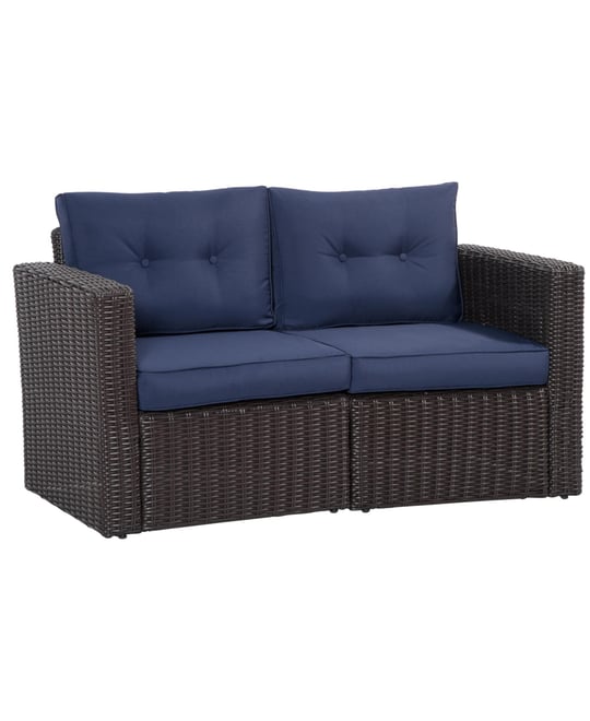 2-Piece Outdoor Pe Rat Patio Corner Sofa Loveseat,
