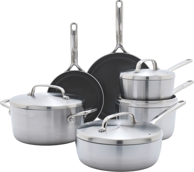 GP5 Stainless Steel Healthy Ceramic Nonstick 10-Piece Cookware Set