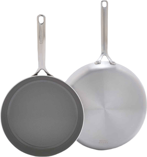 GP5 Stainless Steel Healthy Ceramic Nonstick 2-Piece Fry pan Set, 10" and 12"