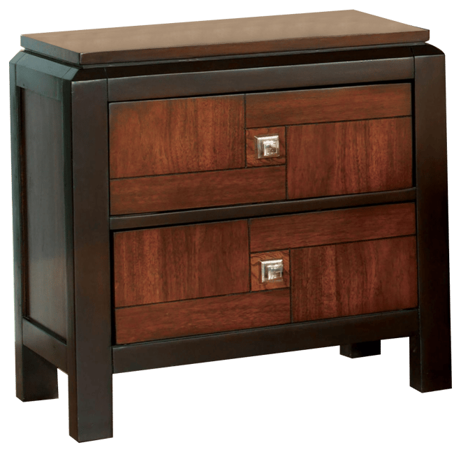 Acacia Walnut 1pc Nightstand Only Transitional Solid wood 2-Drawers Square Chrome Knobs Multitone Unique Nightstand