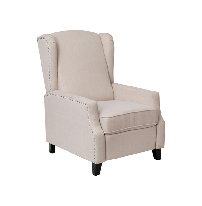 Mauro Contemporary Pushback Recliner With Accent Nail Trim-Wingback Manual Recliner