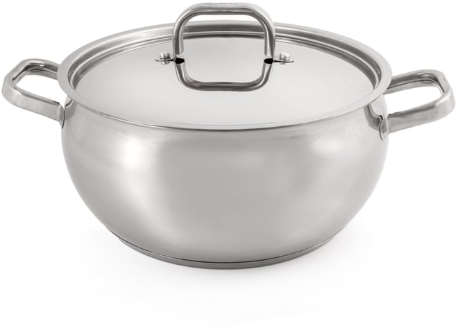 Belly Shape 18/10 Stainless Steel 9.5" Stock Pot with Ss Lid, 5.5qt.