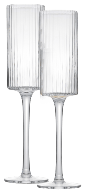Elle Ribbed Stemmed Champagne Glass 2 Piece Set