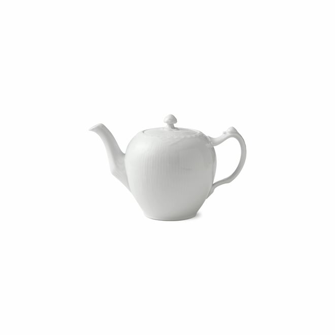White Fluted Half Lace Tea Pot