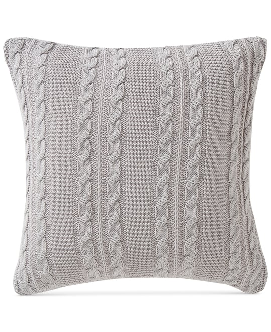 Vcny Dublin Cable Knit Throw Pillow - White