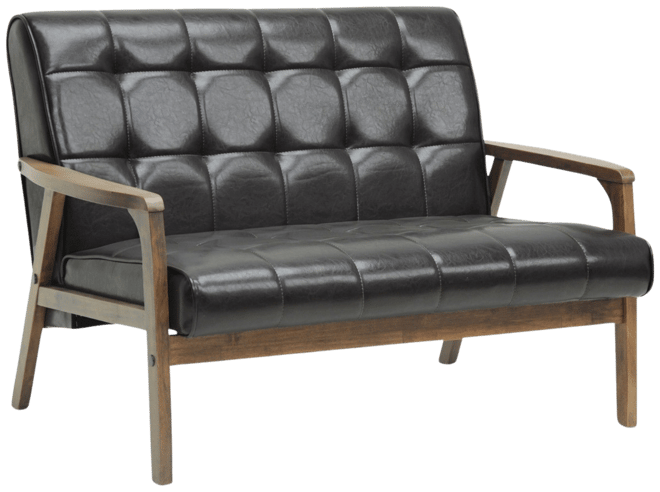 Caden Mid-Century Faux Leather Loveseat