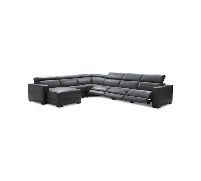 Nevio 6-pc Leather Sectional Sofa with Chaise, 3 Power Recliners and Articulating Headrests, Created for Macy's