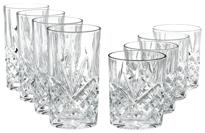 Dublin Double Old-Fashioned and Highball Glasses, Set of 8