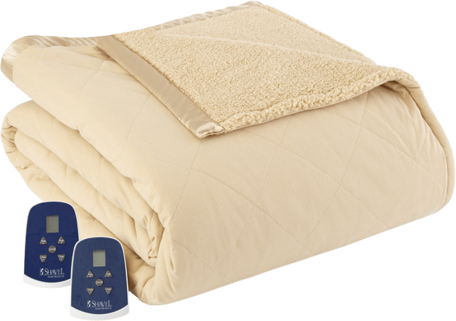 Reversible Micro Flannel to Sherpa Electric Blanket, King