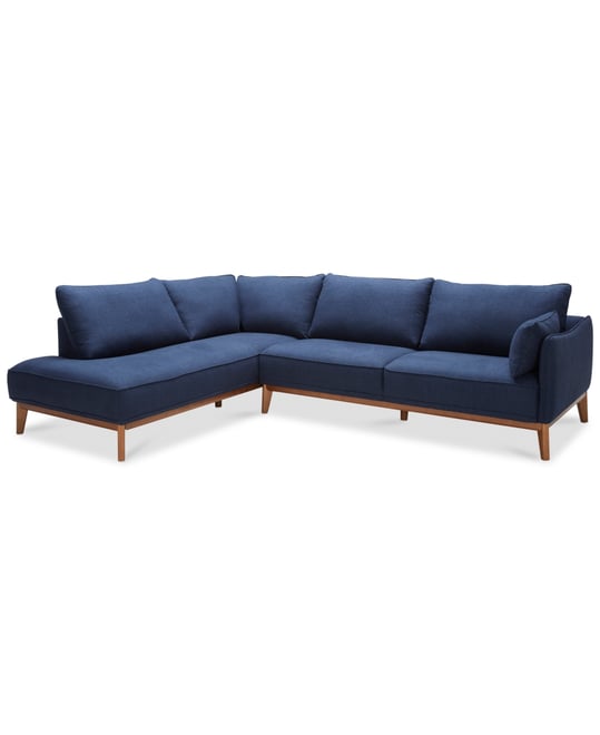 Jollene 113 2-pc. Fabric Sectional, Created for Macy's - Midnight Blue