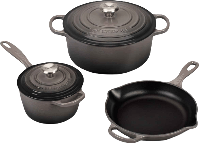Five Piece Enameled Cast Iron Cookware Set