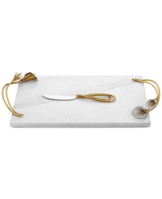 Calla Lily Large Cheeseboard and Knife, Set Of 2