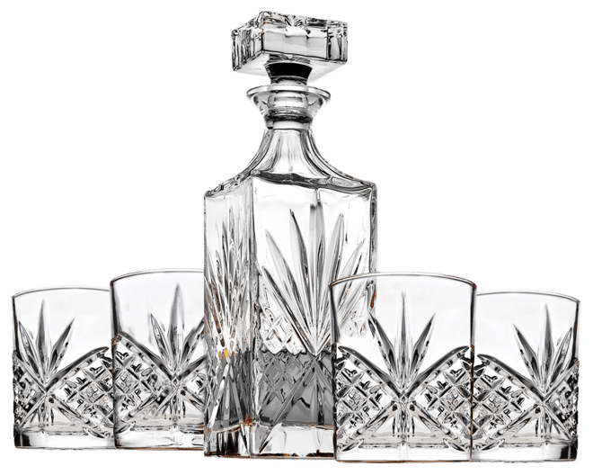 Dublin Crystal 5 Piece Decanter Whiskey Set