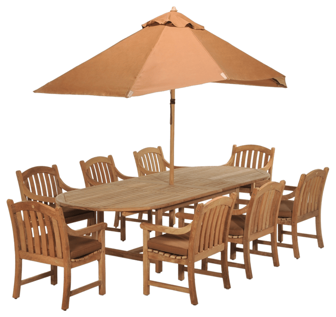 Bristol Outdoor Teak 9-Pc. Dining Set (118" x 47" Dining Table and 8 Dining Chairs), Created for Macy's