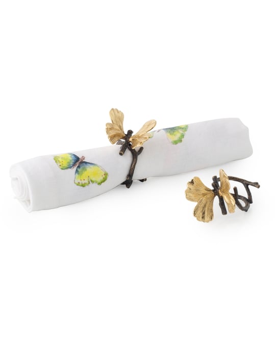 Butterfly Ginkgo Napkin Ring Set, Set of 4