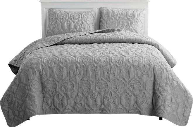 Shore Embossed 3-Piece Quilt Set, Queen