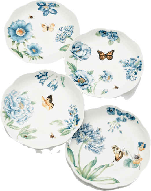 Butterfly Meadow Blue Assorted Dessert Plates, Set of 4