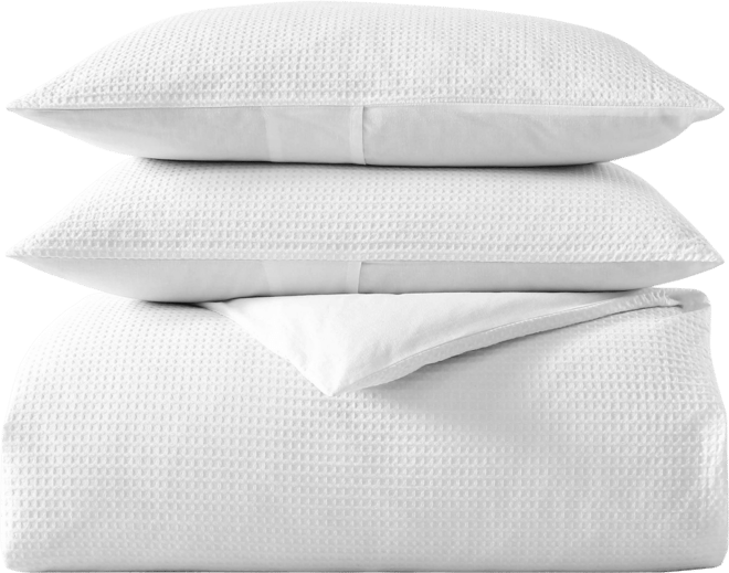 Waffle Pique Cotton 3 Piece Duvet Cover Set, King