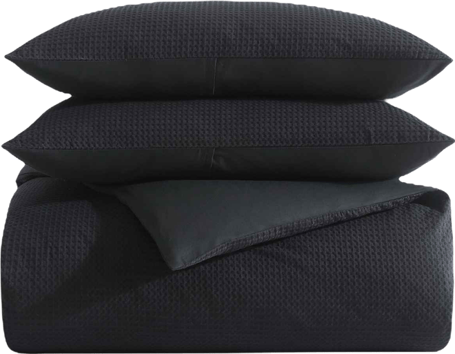 Waffle Pique Cotton 3 Piece Duvet Cover Set, King