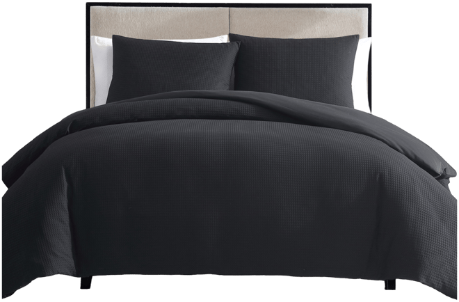 Waffle Pique Cotton 3 Piece Duvet Cover Set, Queen