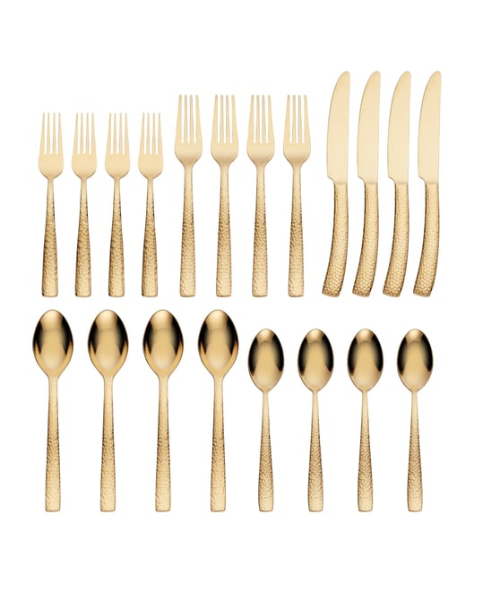 Argent Orfevres  Paris Hammered Gold 20-Pc. Flatware Set, Service for 4