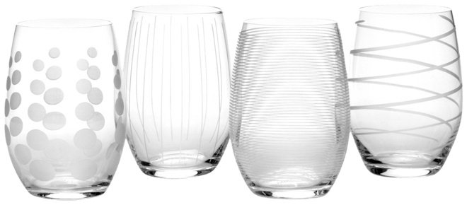 Glassware, Set of 4 Cheers Stemless Wine Glasses