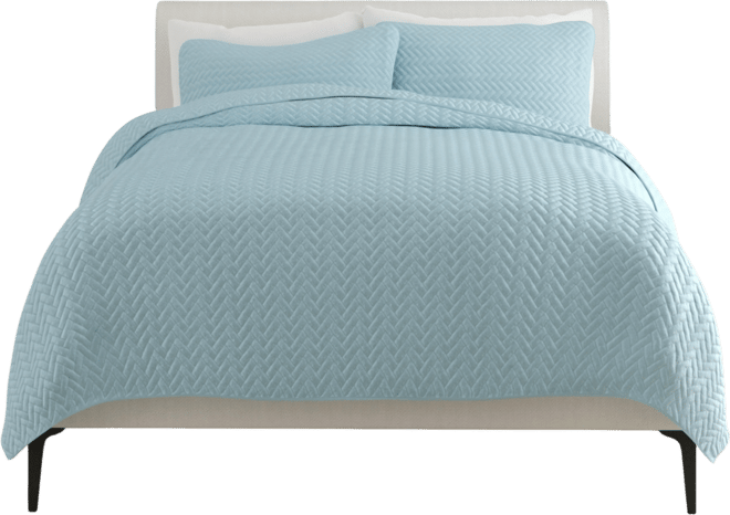 Herringbone Lightweight Quilted Coverlet Set, Twin