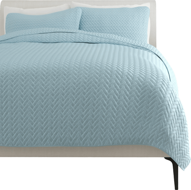 Herringbone Lightweight Quilted Coverlet Set, Queen