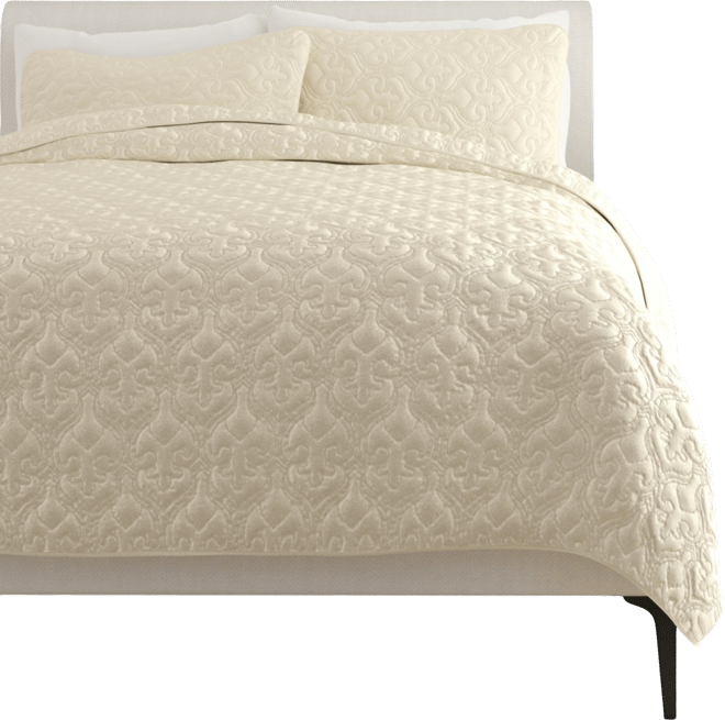 Ultra Soft Damask Pattern Lightweight Quilted Coverlet Set, Queen