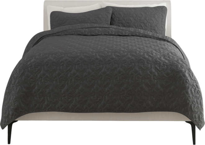 Ultra Soft Damask Pattern Lightweight Quilted Coverlet Set, King