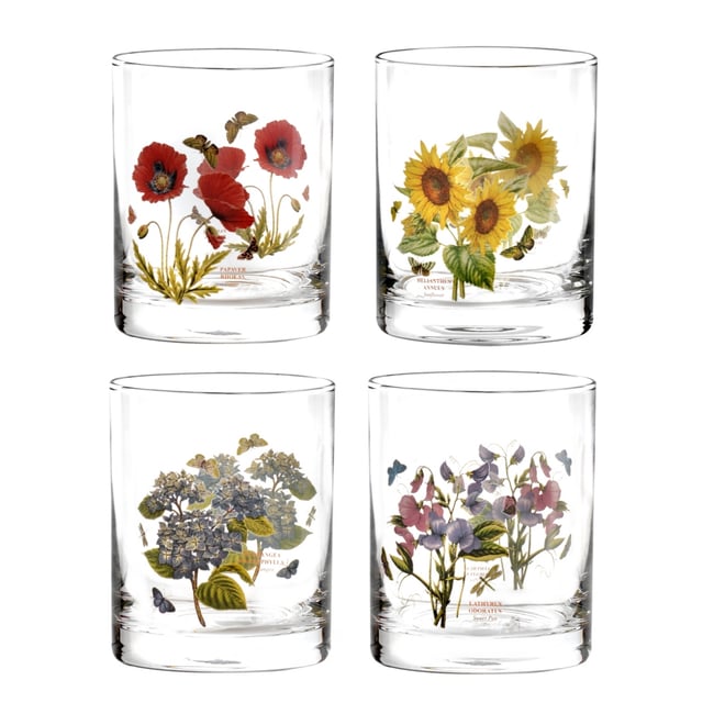 Botanic Garden Double Old Fashioned Glasses, Set of 4