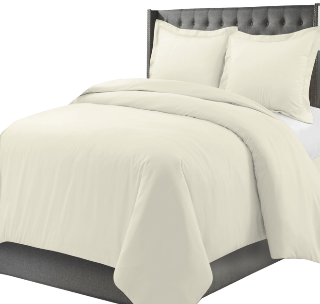 Luxury Weight Solid Cotton Flannel Duvet Cover Set, Full/Queen