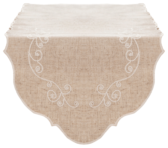 French Perle Embroidered Runner, 70"