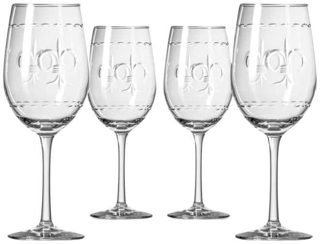 Fleur De Lis White Wine Glass 12oz