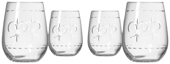 Fleur De Lis Stemless Wine Tumbler 17oz