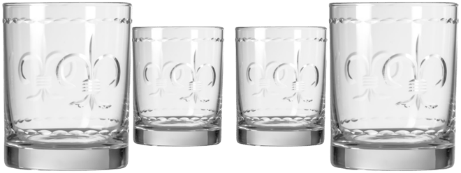 Fleur De Lis Double Old Fashioned Glass 13oz